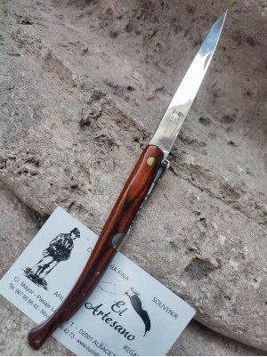 NOVEDAD NAVAJA ESTILETE MADERA ROJA 10CM